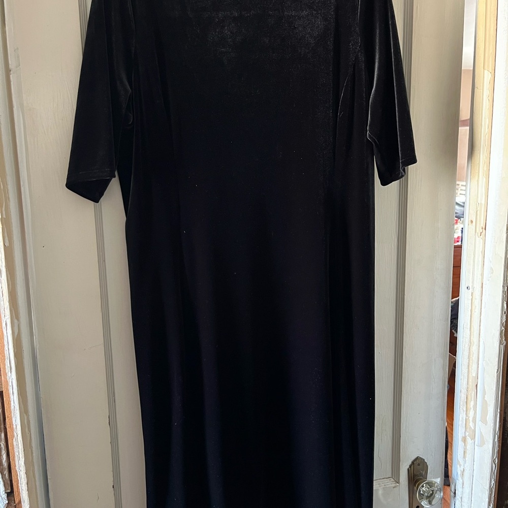 Lands Ebd Black Velvet Dress L - EUC
